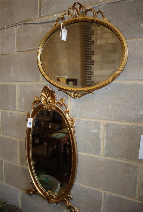 Two gilt-framed wall mirrors, width 50cm, height approx. 90cm